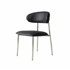 Italian Minimalist Dining Chair Series with Stainless Steel Legs and Curved Back
