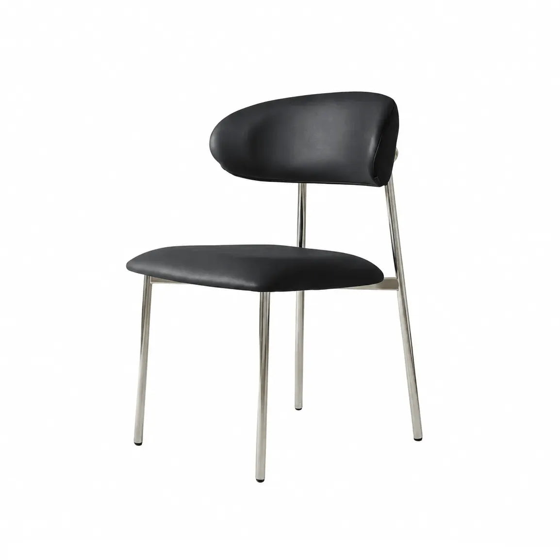Italian Minimalist Dining Chair Series with Stainless Steel Legs and Curved Back