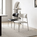 Italian Minimalist Dining Chair Series with Stainless Steel Legs and Curved Back