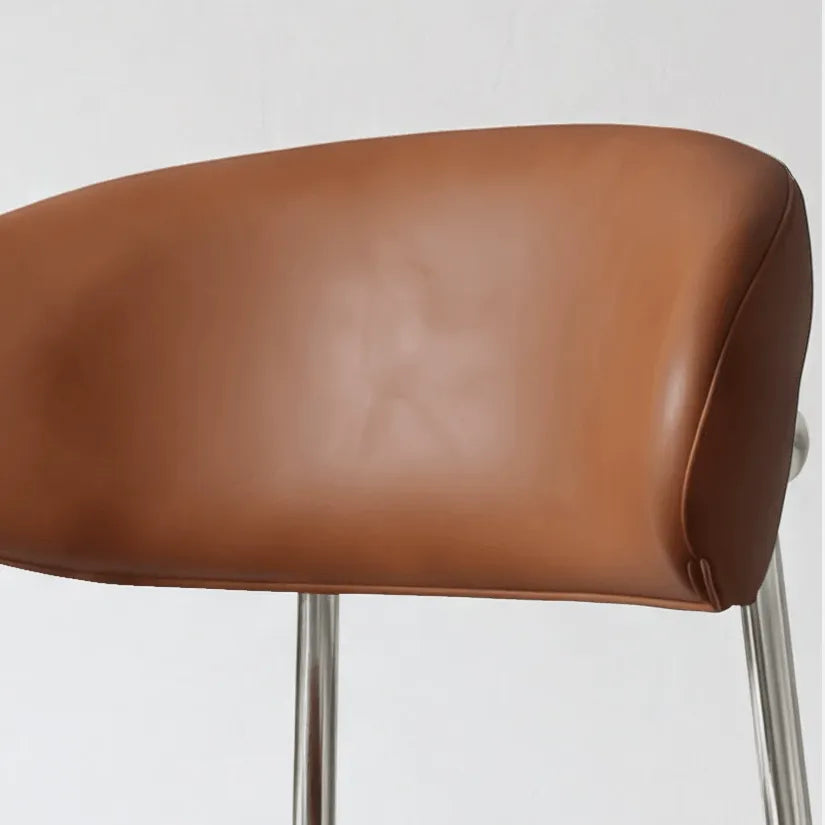 Italian Minimalist Dining Chair Series with Stainless Steel Legs and Curved Back