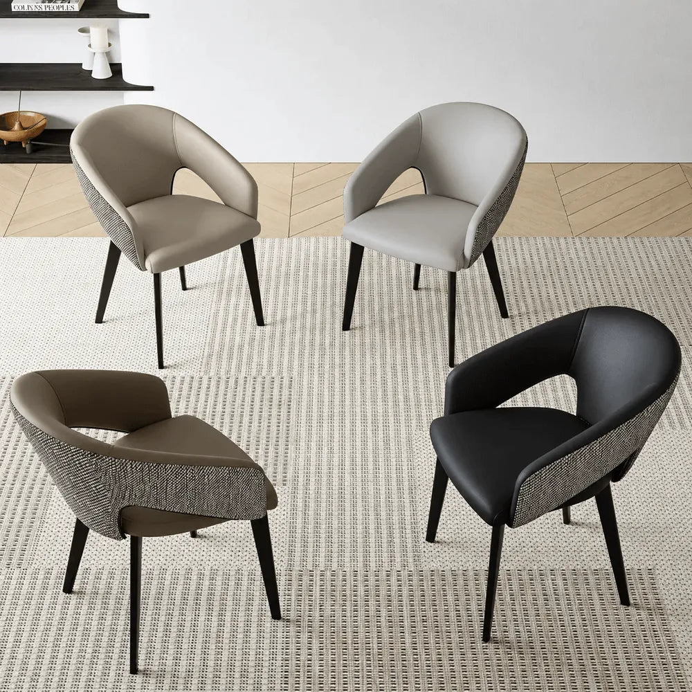 Italian Minimalist Dining Chair Series with Woven Back and Dual Base Options