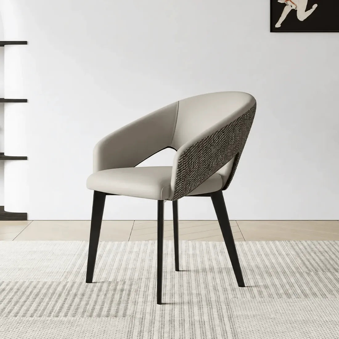 Italian Minimalist Dining Chair Series with Woven Back and Dual Base Options Main Product Image Imagen principal del producto