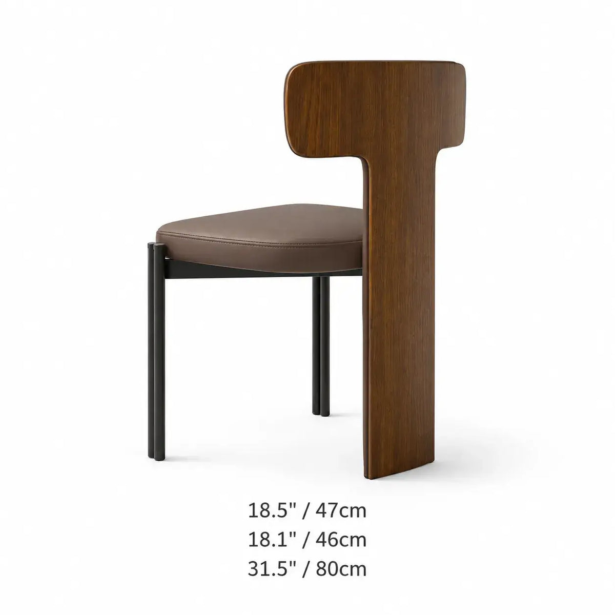 Italian Minimalist Dining Chair Series with Wrapped Leather and Sculpted Wood Frame