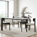 Italian Minimalist Dining Chair Series with Wrapped Leather and Sculpted Wood Frame