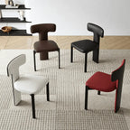 Italian Minimalist Dining Chair Series with Wrapped Leather and Sculpted Wood Frame