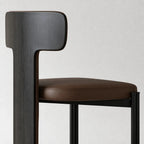 Italian Minimalist Dining Chair Series with Wrapped Leather and Sculpted Wood Frame