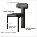 Italian Minimalist Dining Chair Series with Wrapped Leather and Sculpted Wood Frame