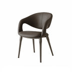 Italian Minimalist Dining Chair with Wraparound Arms and Slim Steel Legs