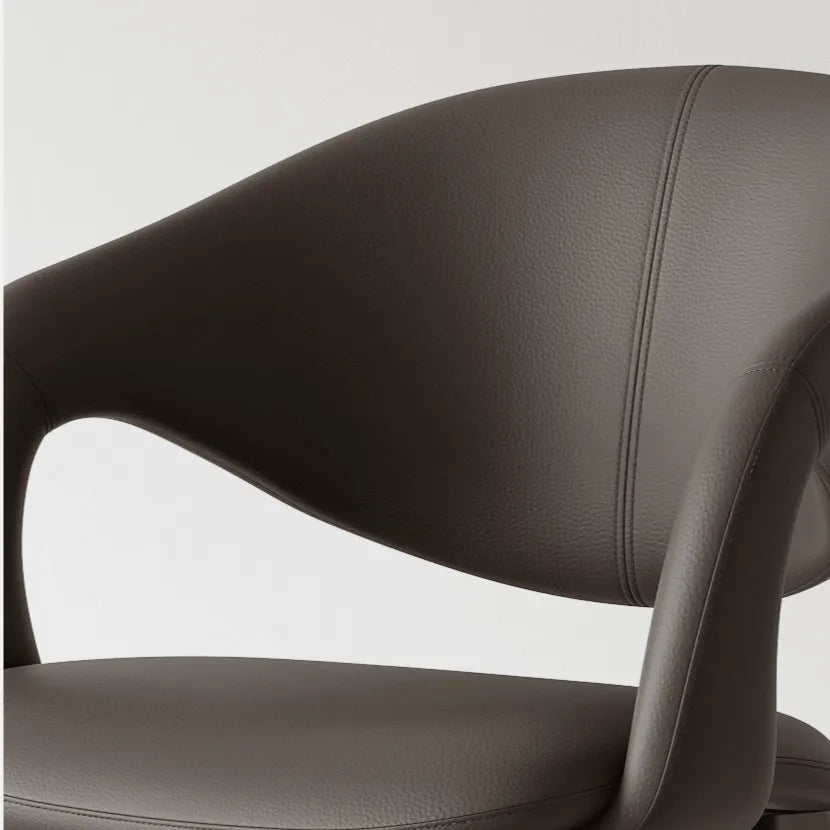 Italian Minimalist Dining Chair with Wraparound Arms and Slim Steel Legs