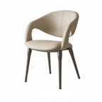Italian Minimalist Dining Chair with Wraparound Arms and Slim Steel Legs