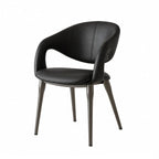 Italian Minimalist Dining Chair with Wraparound Arms and Slim Steel Legs