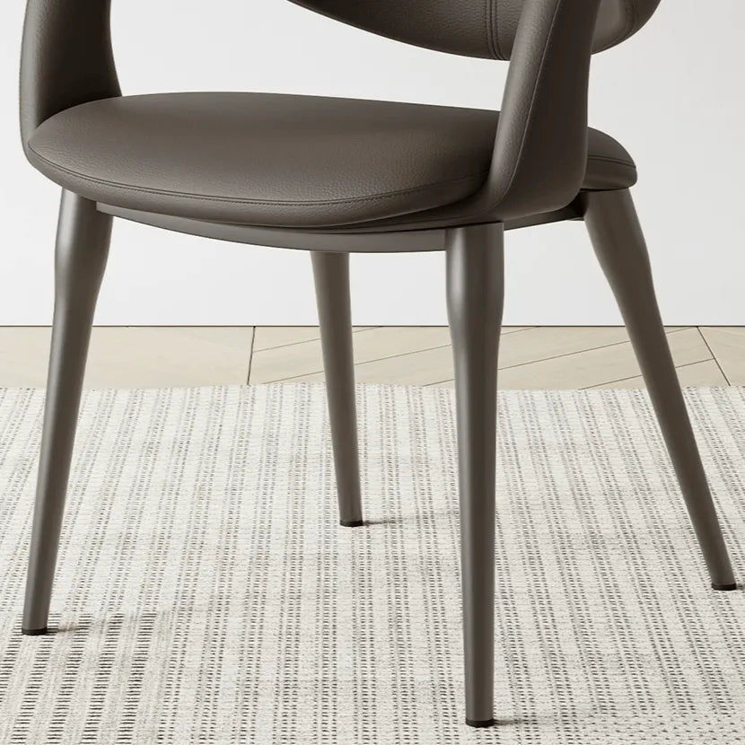 Italian Minimalist Dining Chair with Wraparound Arms and Slim Steel Legs