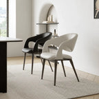 Italian Minimalist Dining Chair with Wraparound Arms and Slim Steel Legs