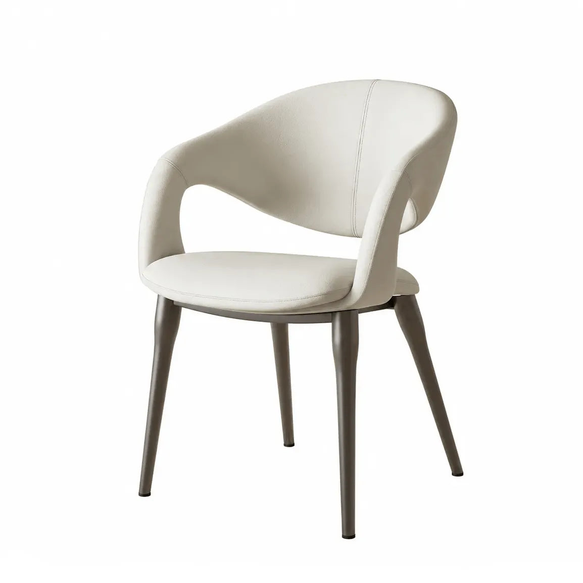 Italian Minimalist Dining Chair with Wraparound Arms and Slim Steel Legs