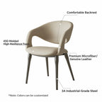 Italian Minimalist Dining Chair with Wraparound Arms and Slim Steel Legs
