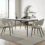 Italian Minimalist Dining Chair with Wraparound Arms and Slim Steel Legs