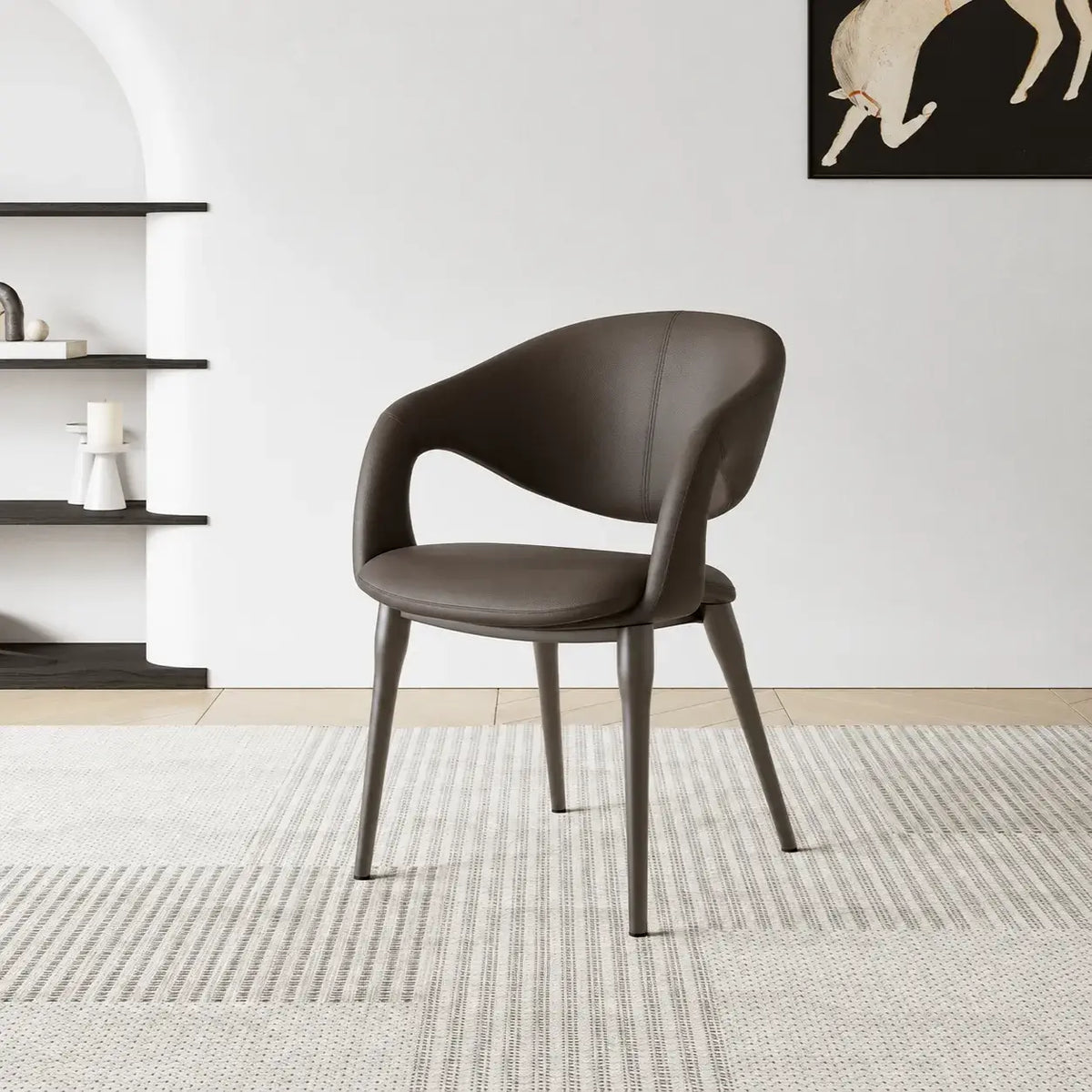 Italian Minimalist Dining Chair with Wraparound Arms and Slim Steel Legs Main Product Image