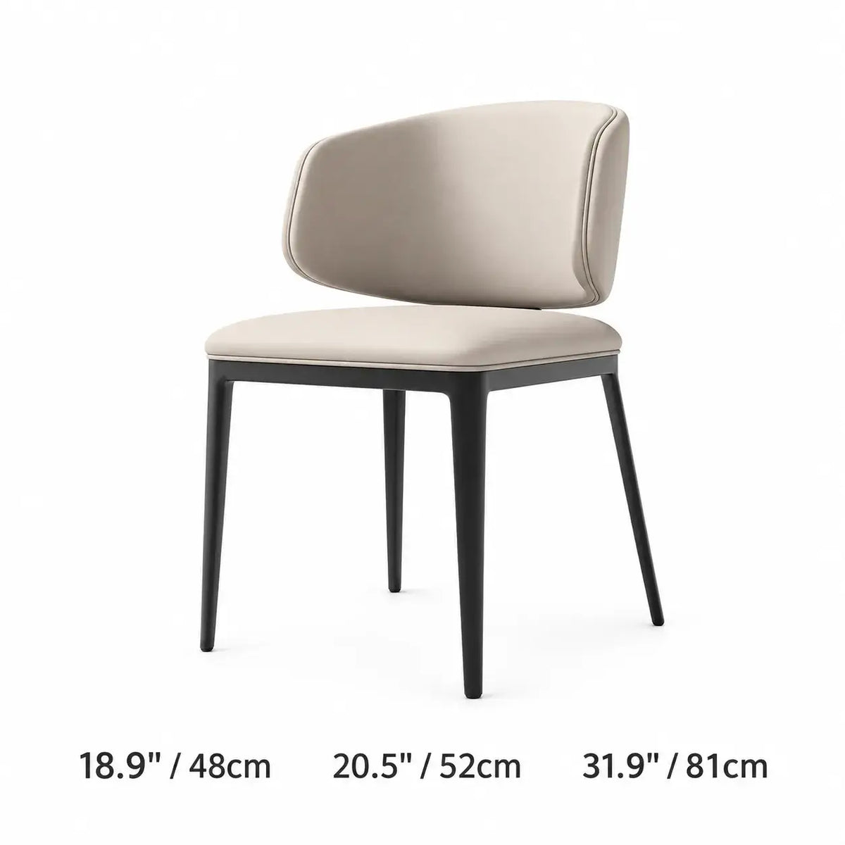 Italian Minimalist Dining Chair with Wraparound Back and Leather Upholstery