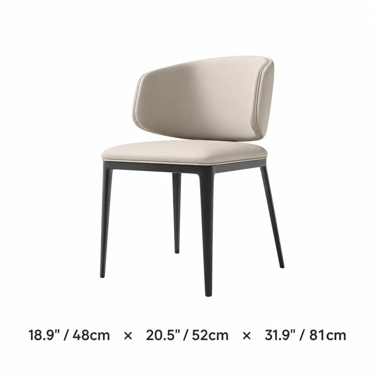 Italian Minimalist Dining Chair with Wraparound Back and Leather Upholstery