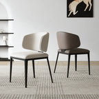 Italian Minimalist Dining Chair with Wraparound Back and Leather Upholstery