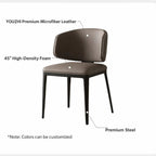 Italian Minimalist Dining Chair with Wraparound Back and Leather Upholstery