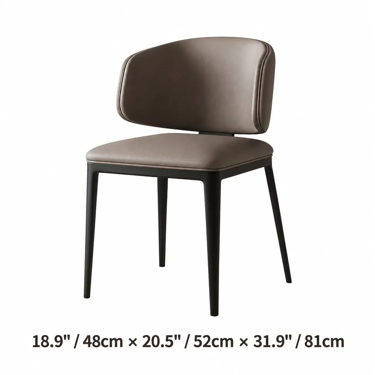 Italian Minimalist Dining Chair with Wraparound Back and Leather Upholstery