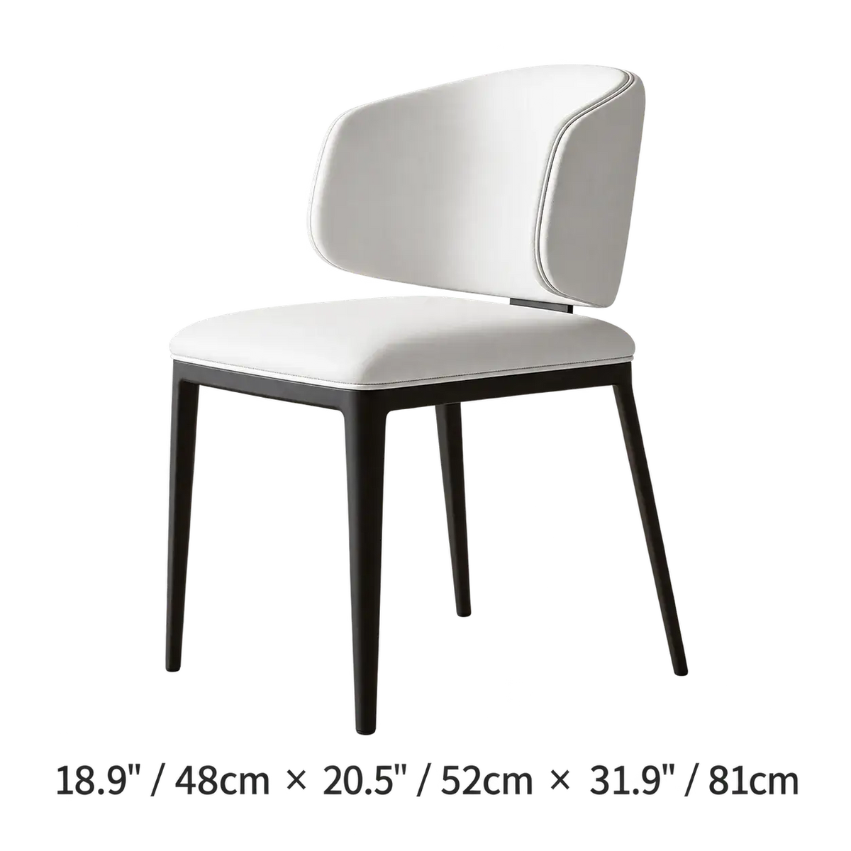 Italian Minimalist Dining Chair with Wraparound Back and Leather Upholstery