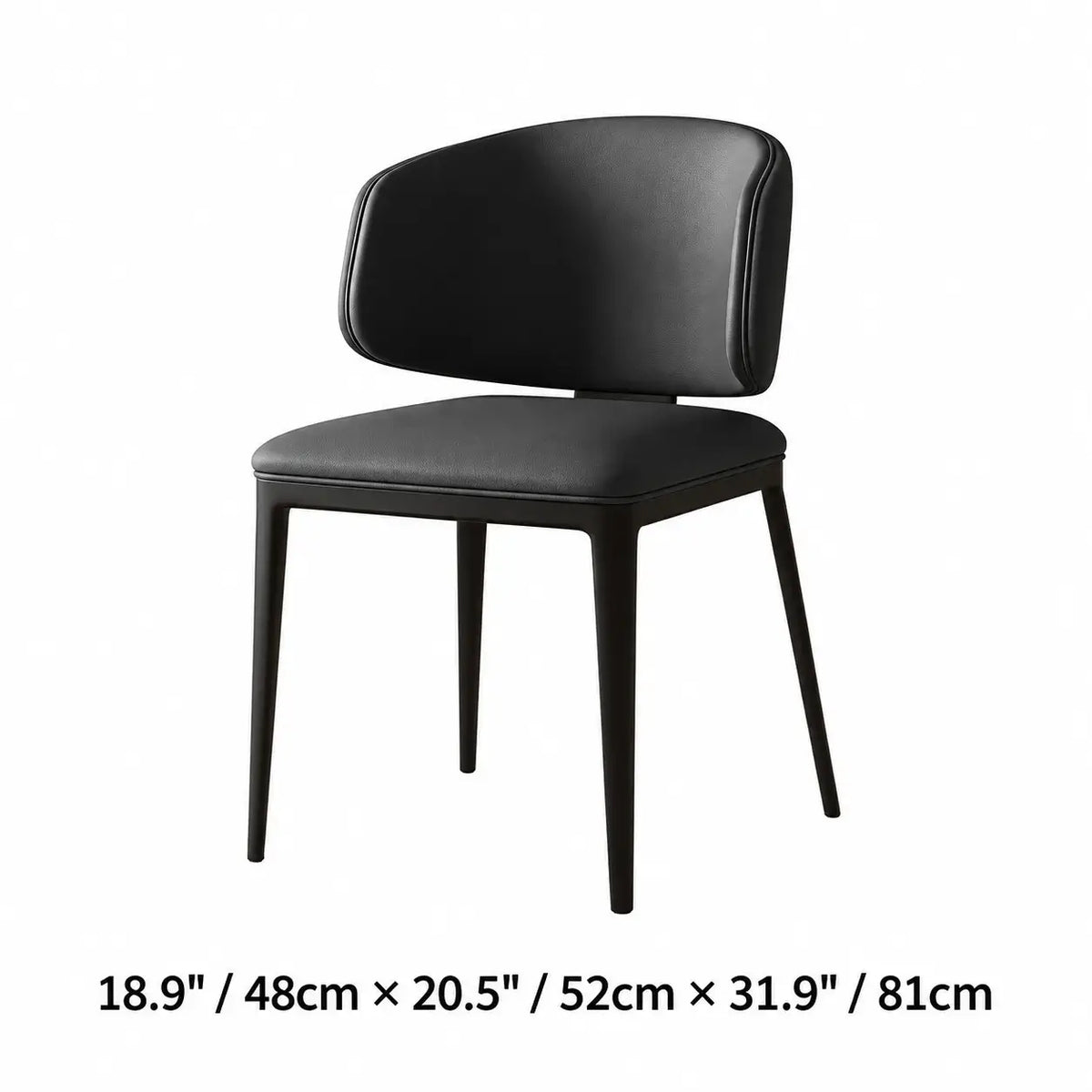 Italian Minimalist Dining Chair with Wraparound Back and Leather Upholstery