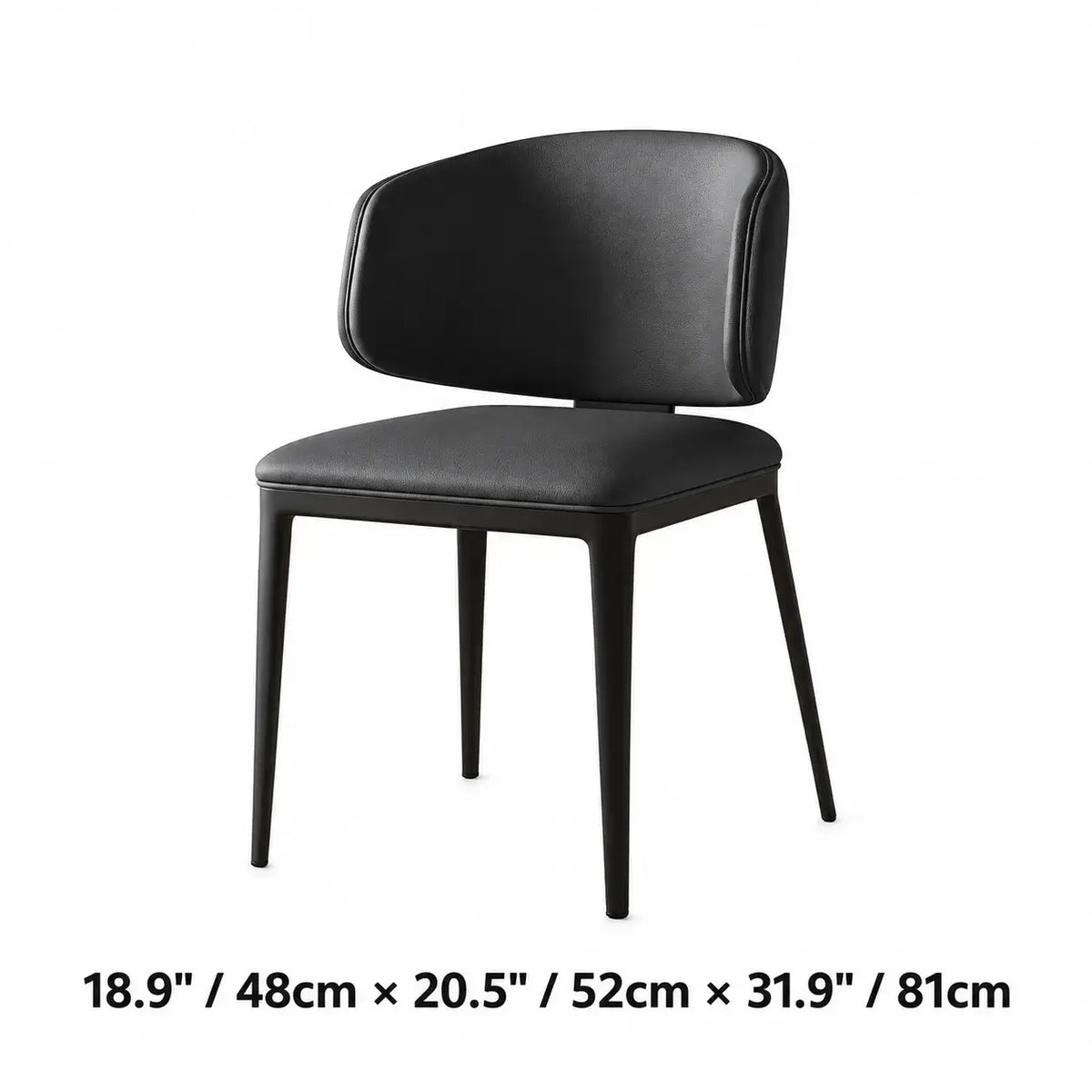 Italian Minimalist Dining Chair with Wraparound Back and Leather Upholstery