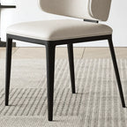 Italian Minimalist Dining Chair with Wraparound Back and Leather Upholstery