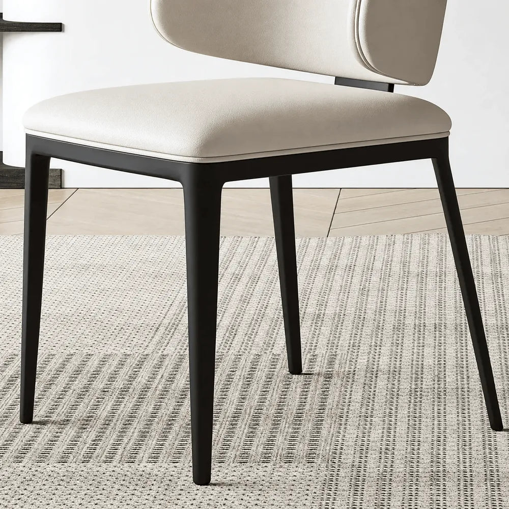 Italian Minimalist Dining Chair with Wraparound Back and Leather Upholstery