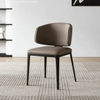 Italian Minimalist Dining Chair with Wraparound Back and Leather Upholstery Main Product Image