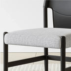 Italian Minimalist High-Back Dining Chair with Saddle Leather Contrast Upholstery
