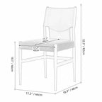 Italian Minimalist High-Back Dining Chair with Saddle Leather Contrast Upholstery Dimensions