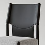 Italian Minimalist High-Back Dining Chair with Saddle Leather Contrast Upholstery