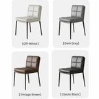 Italian Minimalist Leather Dining Chair Series with Quilted Back and Slim Metal Legs