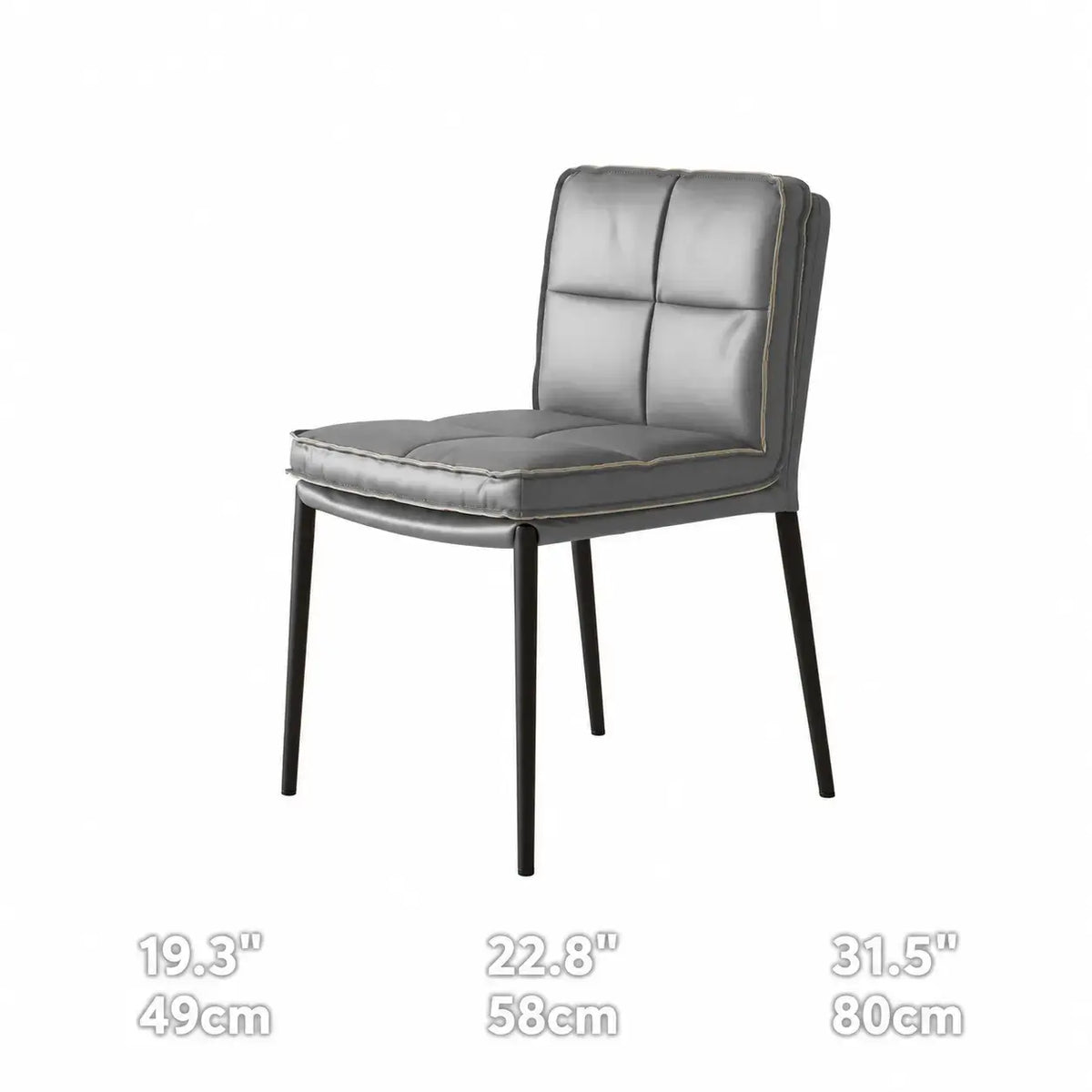Italian Minimalist Leather Dining Chair Series with Quilted Back and Slim Metal Legs