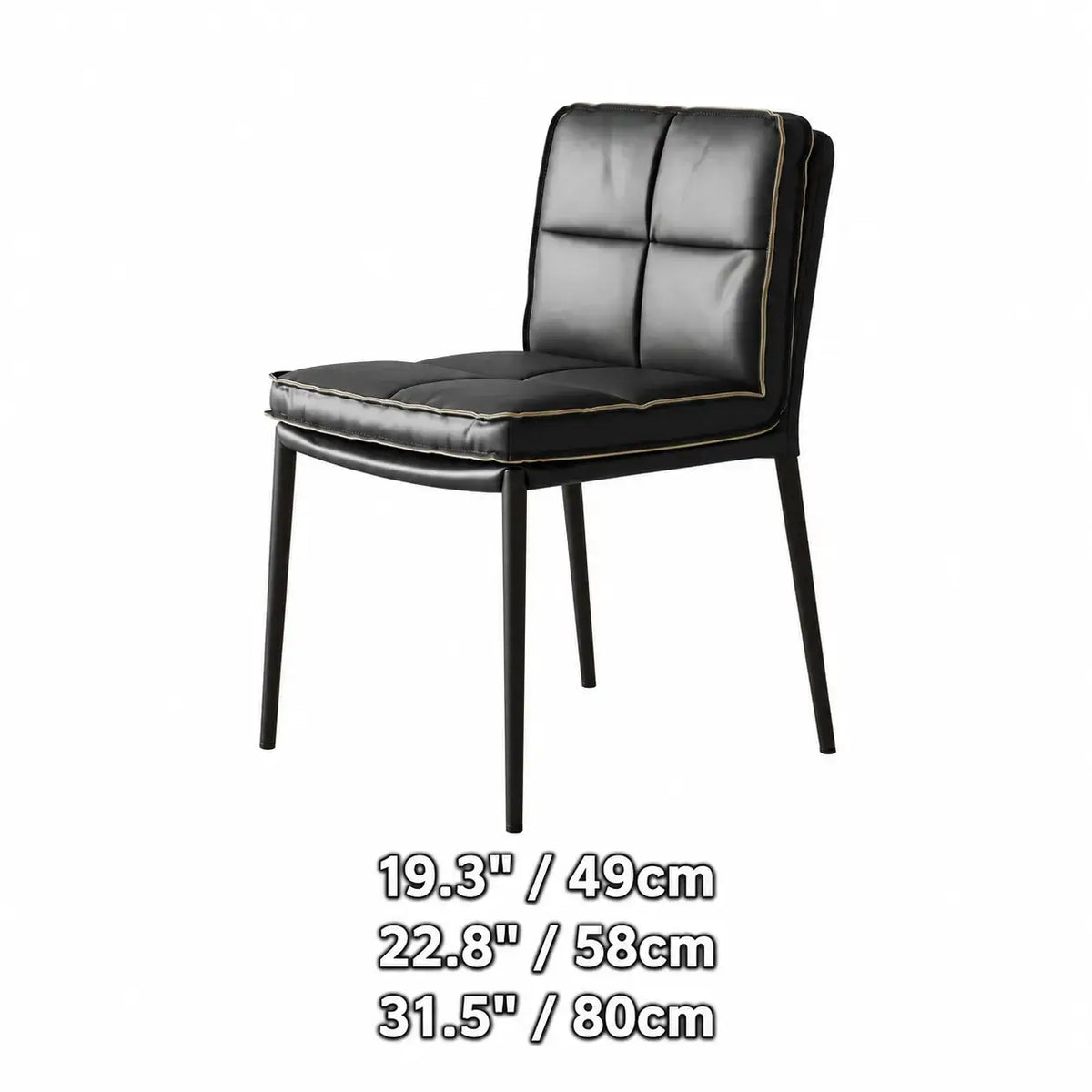 Italian Minimalist Leather Dining Chair Series with Quilted Back and Slim Metal Legs