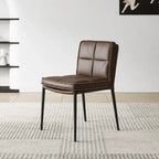 Italian Minimalist Leather Dining Chair Series with Quilted Back and Slim Metal Legs