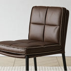Italian Minimalist Leather Dining Chair Series with Quilted Back and Slim Metal Legs