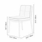 Italian Minimalist Leather Dining Chair Series with Quilted Back and Slim Metal Legs Dimensions