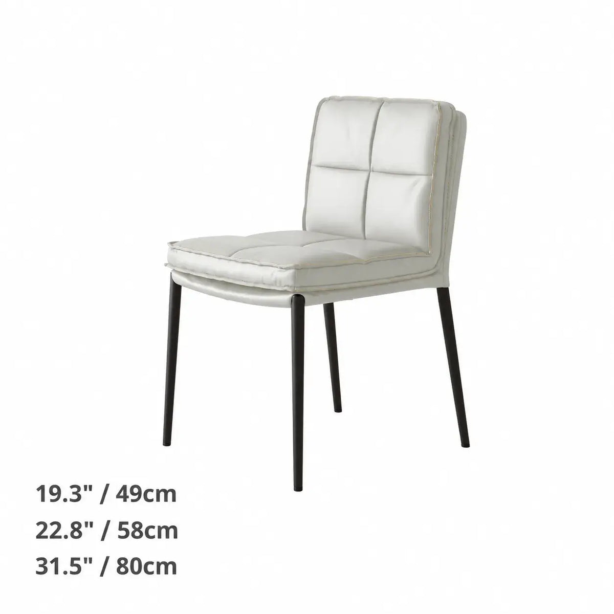 Italian Minimalist Leather Dining Chair Series with Quilted Back and Slim Metal Legs