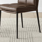 Italian Minimalist Leather Dining Chair Series with Quilted Back and Slim Metal Legs