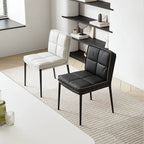 Italian Minimalist Leather Dining Chair Series with Quilted Back and Slim Metal Legs Main Product Image