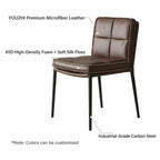 Italian Minimalist Leather Dining Chair Series with Quilted Back and Slim Metal Legs