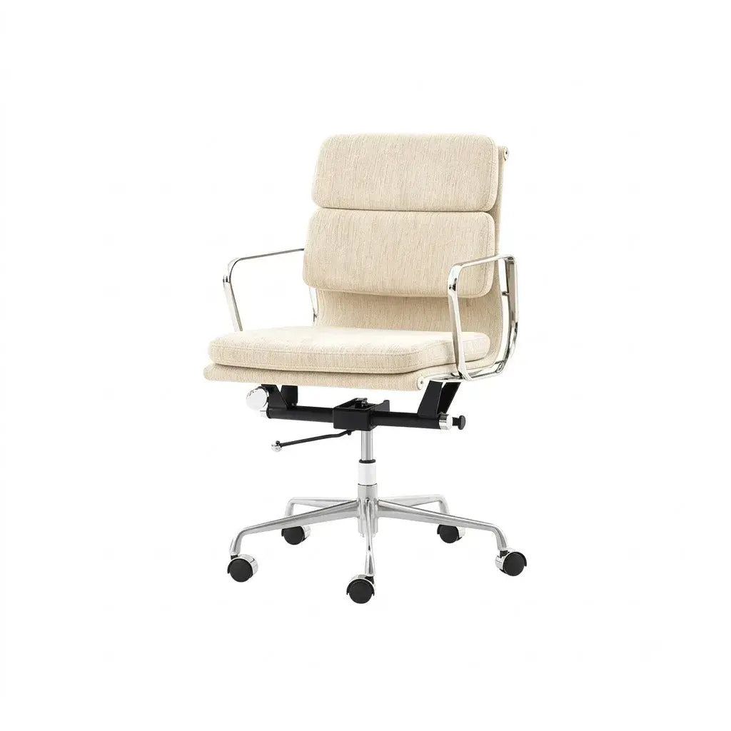 Italian Minimalist Office Chair With Textured Upholstery and 360 Swivel