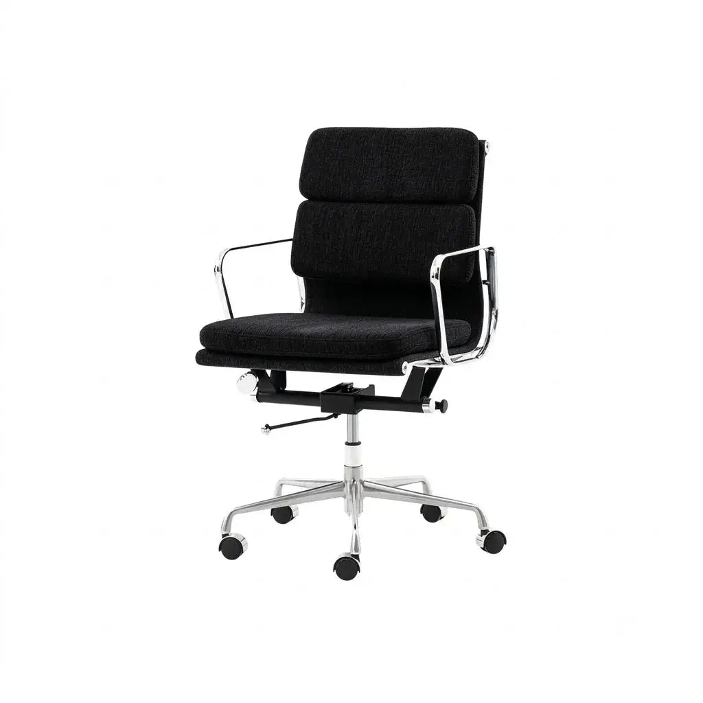 Italian Minimalist Office Chair With Textured Upholstery and 360 Swivel