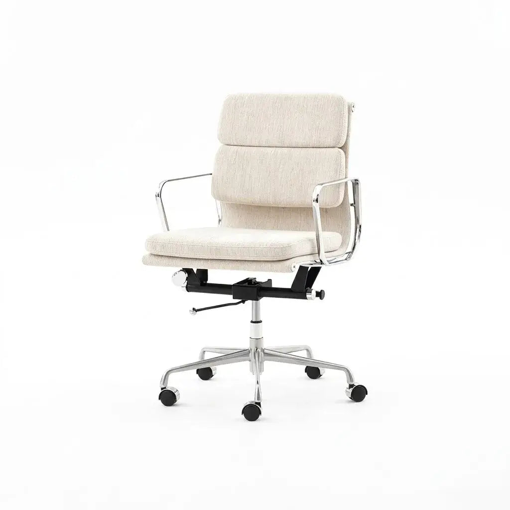 Italian Minimalist Office Chair With Textured Upholstery and 360 Swivel