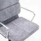Italian Minimalist Office Chair With Textured Upholstery and 360 Swivel
