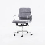 Italian Minimalist Office Chair With Textured Upholstery and 360 Swivel